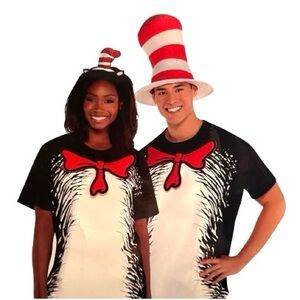 Dr Seuss Cat in the Hat Costume Adult T-Shirt Size S/M